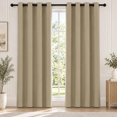 Vista 25 de Deconovo Cortinas 100% opacas de 84 pulgadas de largo para dormitorio con Gris ceniza
