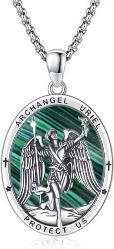 Vista 76 de Collar de amuleto de medalla de San Patrono de plata/oro de 14 39A-St Peregrino-Plata