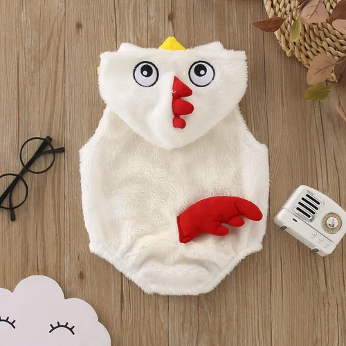 Vista 4 de Ropa de bebé niña de 12 a 18 meses, disfraz de animal de pollo para invierno (blanco, 3-6 meses)