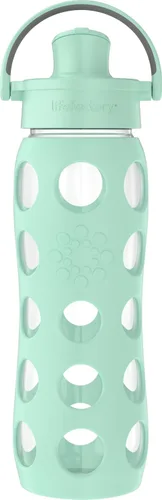 Vista 21 de Lifefactory Botella de agua de vidrio de 16 onzas con tapa abatible activa y funda protectora de silicona, melón Funda protectora de silicona