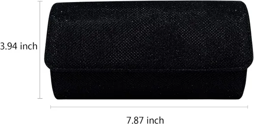 Vista 7 de Bolsa de noche con purpurina de satén para mujer elegante bolso de mano con solapa para smartphone