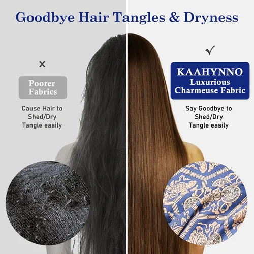 Vista 28 de Gorro de satén de seda ajustable para envolver el cabello para dormir, gorro de dormir de doble capa, turbante nocturno para cabello largo y rizado