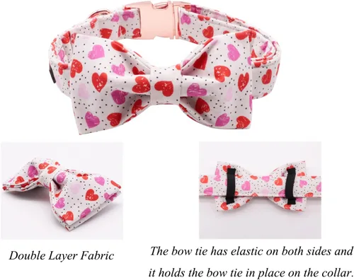 Vista 141 de Lionet Paws Collar de perro de Halloween con corbatín, bonito collar de algodón ajustable con hebilla de metal para perros pequeños, medianos y A