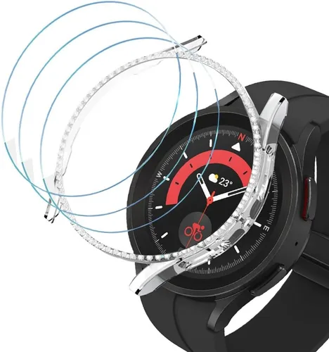 Vista 52 de DEALELE Paquete de 1 + 3 fundas compatibles con Samsung Galaxy Watch 7 Ultra (1.772 pulgadas), funda protectora de policarbonato transparente