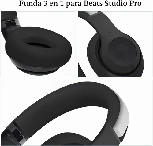 Vista 4 de Adhiper【3 en 1】 Funda de silicona para auriculares Beats Studio Pro Negro