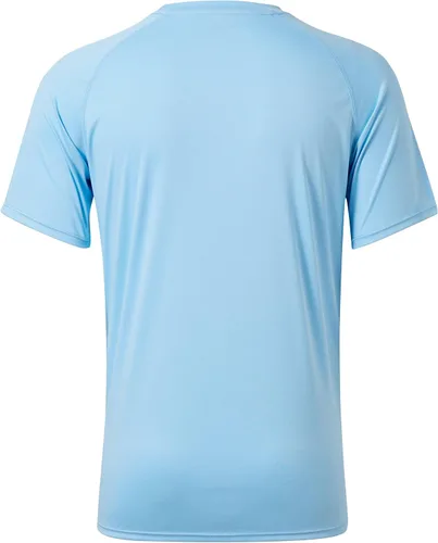 Vista 4 de Willit Camiseta de protección solar con capucha para hombre, manga corta, UPF 50+, FPS, secado rápido, resistente al agua Azul
