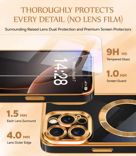 Vista 4 de Meifigno Funda para iPhone 16 Pro Max de 6.9 pulgadas, [correa de muñeca y 2 protectores de pantalla] [protección de cámara elevada envolvente]