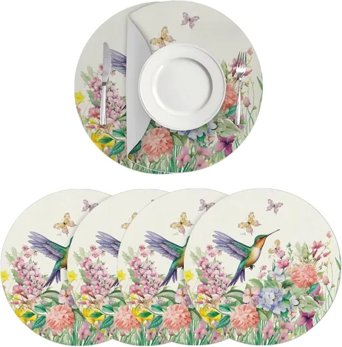 Vista 23 de Manteles individuales de cuero de girasol, lavables, redondos, impermeables y de fácil mantenimiento, decoración de cocina, accesorios de mesa