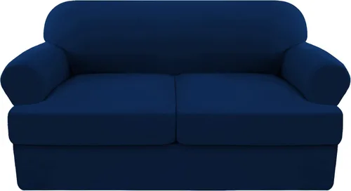 Vista 27 de Funda elástica para sofá con cojín en forma de T, 4 piezas, para sofá con cojín en T, funda de sofá suave, protector de muebles lavable con 3 fundas