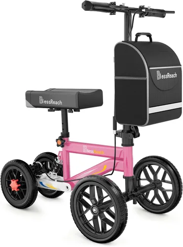 Vista 9 de BlessReach Deluxe Caminador Médico con Doble Freno de Mano, Patinete de Rodilla Orientable Todo Terreno, Alternativa a la Muleta, para Recuperación