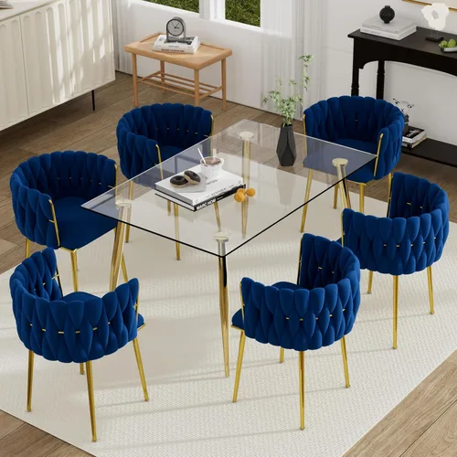 Vista 63 de Juego de mesa de comedor de cristal plateado para 2, juego de mesa cuadrada de lujo moderno de 36 pulgadas, juego de mesa de cocina minimalista de 3