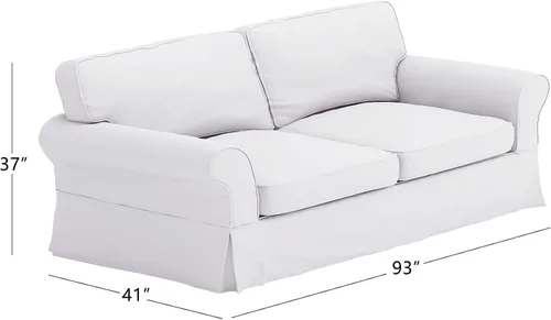 Vista 6 de La funda de sofá de algodón solo se adapta al sofá Pottery Barn PB Comfort Grand Roll Arm (borde de caja beige)
