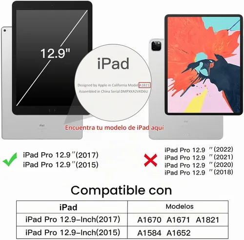 Vista 2 de JETech Funda para iPad Pro 12.9" 2ª/1ª generación (2017/2015), color negro
