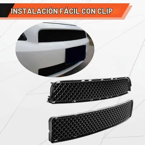 Vista 3 de Kojem Parrilla Delantera Superior e Inferior Compatible con Scion tC 2005-2010 Plástico ABS Parachoques Capó Rejilla de Malla Negra