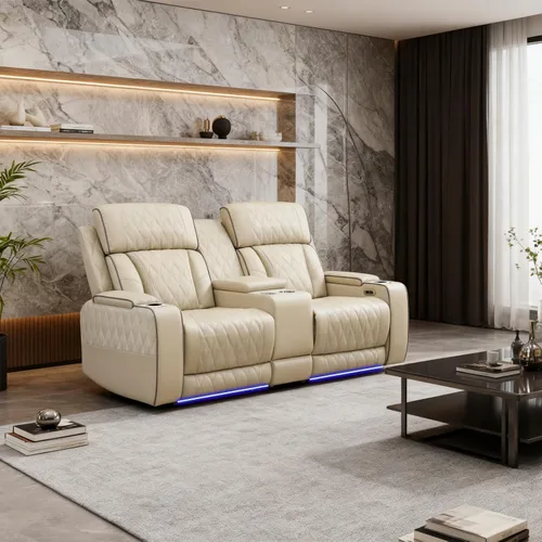 Vista 19 de Juegos de muebles de sala de estar, sofá modular reclinable eléctrico con luces LED, juego de sofá de cuero, sofá reclinable para sala de estar