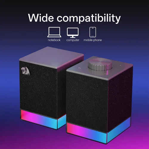 Vista 7 de Redragon GS517 RGB - Altavoz para juegos de PC, BT 5.3 y conectividad dual USB 2.0 Stereo Enhanced Sound Desktop Computer Speaker, 8 RGB Lighting