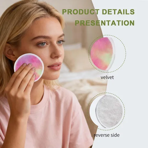 Vista 7 de Paquete de 28 almohadillas reutilizables para eliminar el maquillaje con bolsa de lavandería, lavables, suaves y cómodas, lavables de algodón