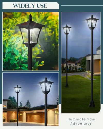 Vista 4 de Lámpara solar de 70 pulgadas para poste de luz exterior impermeable IP65, postes de lámpara solar iluminación al aire libre, luces LED exteriores
