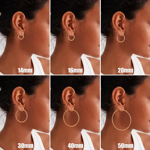 Vista 5 de Gacimy Aretes de aro de oro para mujer chapados en oro real de 14 quilates con poste de plata de ley 925