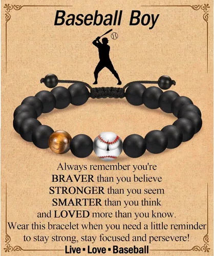 Vista 30 de EFVISD Pulsera de fútbol, baloncesto, béisbol, hockey para regalos para niños jugadores amantes de equipos, hijo, nieto, hermano, sobrino, amigo