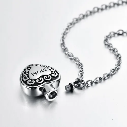 Vista 22 de Collar de urna conmemorativa de acero inoxidable para cenizas con texto en inglés "Dad in Heart", Acero inoxidable
