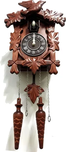 Vista 6 de Rylai Reloj de Cuco Vintage Grande de Madera para Pared Hecho a Mano 13x9.5 Pulgadas Marrón Tamaño grande 13x9.5 pulgadas Diseño tradicional Blanco