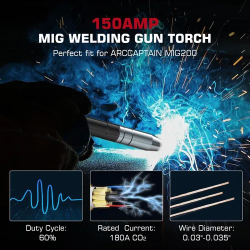 Vista 5 de ARCCAPTAIN MB15 15AK MIG - Antorcha para pistola de soldadura MIG, repuesto para antorcha MB15 MIG, conexión Euro para MIG200, MIG200FIT