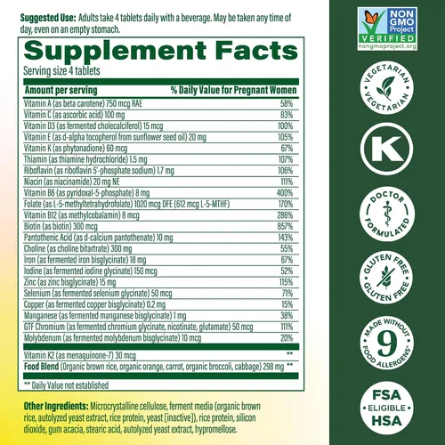 Vista 2 de MegaFood Baby & Me 2 Prenatal Multi Minis - Vitaminas prenatales para mujeres con colina y ácido fólico metílico - Sin gluten, vegetariano