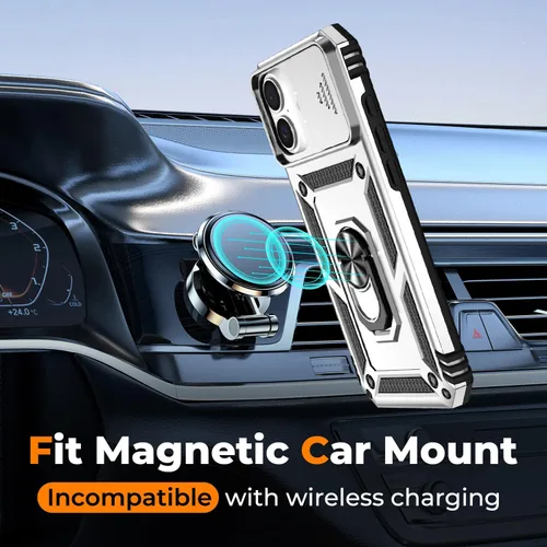 Vista 90 de Funda HakkTaoo para iPhone 13/iPhone 14 de 6.1 Pulgadas con Funda Deslizante para Cámara + Protector de Pantalla (2 Paquetes), Funda Protectora a