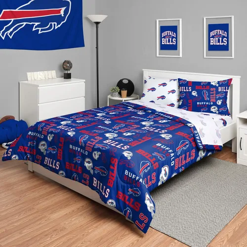Vista 33 de FOCO Juego de ropa de cama unisex para adultos con logotipo del equipo de la NFL, sábanas y fundas de almohada, juego de ropa de cama de 5 piezas