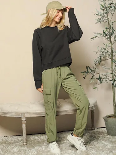 Vista 24 de MixMatchy Sudadera básica suave y cómoda de forro polar con cuello redondo para mujer