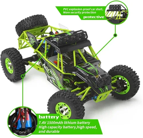 Vista 4 de WLtoys Coches RC escala 1/12 2.4G 4WD de alta velocidad eléctrico todo terreno todoterreno Rock Crawler escalada Buggy RTR para niños y adultos
