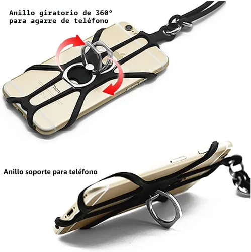 Vista 6 de Kinizuxi 2 Piezas Cordón para Teléfono Celular Cruzado con Correa Ajustable para el Cuello y Agarre de Anillo para Teléfono, Cordón Universal