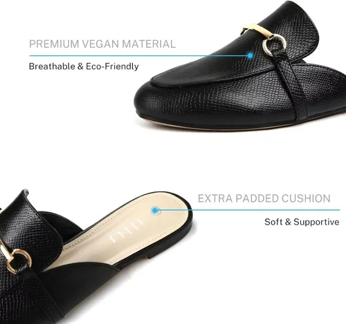 Vista 3 de MUSSHOE - Zuecos para mujer, planos, cómodos, tipo mocasín sin talón