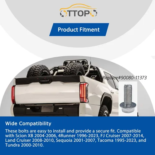 Vista 4 de Tornillos para Placa Antideslizante Compatibles con Toyota 4Runner Tacoma FJ Cruiser Tundra Sequoia Land Cruiser Acero Inoxidable 304 Cabeza