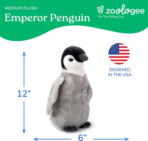 Vista 3 de The Petting Zoo Peluche de pollito, pingüino emperador, regalos para niños, animales marinos Earth Keeperz, juguete de peluche de pingüino emperador