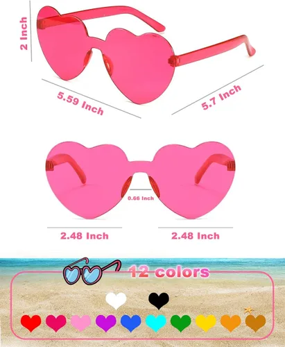 Vista 3 de YBHOMINE Gafas de sol con forma de corazón sin montura y sin marco de corazón para fiesta