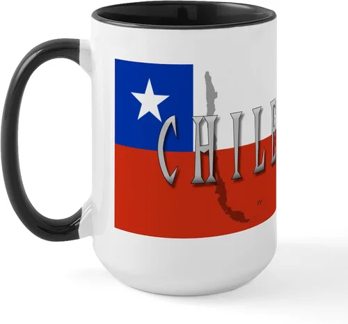 Vista 25 de CafePress Taza de café de cerámica extra grande de 15 oz (15.0 fl oz) con bandera de Chile