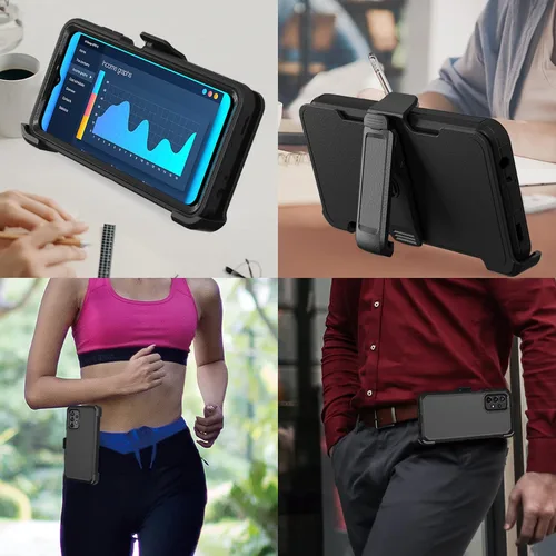 Vista 6 de Funda resistente para Samsung Galaxy A23 5G 4G, con clip para cinturón y soporte, resistente a prueba de golpes, funda protectora de cuerpo Negro