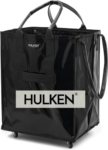 Vista 20 de HULKEN (Pequeño, Rojo Cósmico) Bolsa de comestibles reutilizable sobre ruedas, carrito de compras, bolsa con ruedas, cierre de cremallera, ligera