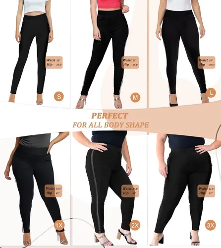 Vista 3 de Hybrid & Company Women Cosy Trendy Side Dots Stripe Elastic Pants