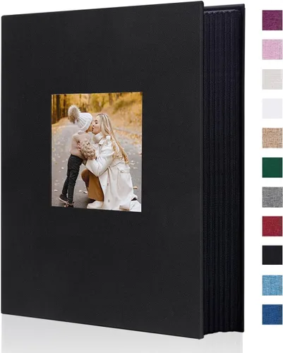 Vista 33 de Artmag Mini álbum de fotos de 4 x 6 pulgadas, 50 bolsillos, paquete de 2, cubierta de lino con ventana frontal, capacidad para 100 fotos verticales