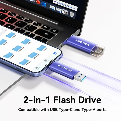 Vista 2 de Unidad flash tipo C de 16 GB, paquete de 10 unidades KOOTION 2 en 1 USB-A y USB-C 2.0 Dual Drive OTG, Memory Stick para smartphone/tablet/PC Android