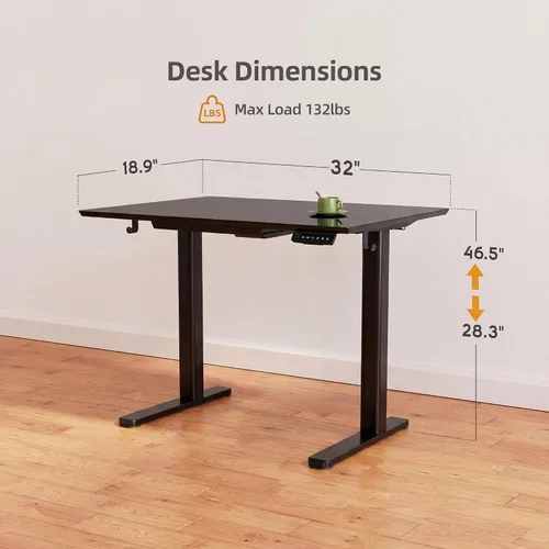 Vista 3 de INNOVAR Escritorio de pie de cristal con cajones, escritorio de pie ajustable de 32 x 19 pulgadas, escritorio de computadora de oficina en casa