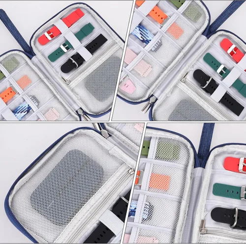Vista 7 de TIESOME Organizador de correa de reloj, bolsa de viaje para correas de reloj, funda impermeable, compatible con todas las correas (azul marino)