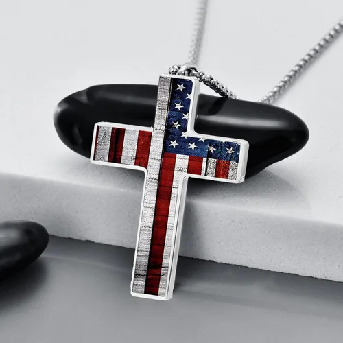 Vista 2 de JUHIOPOI Cross Pendant Necklace For Mens Women Jewelry Religious Pendant Chain Necklace