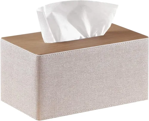 Vista 10 de Funda rectangular grande para caja de pañuelos con cinturón inferior, se adapta a 230 unidades Kleenex, moderno soporte dispensador de pañuelos