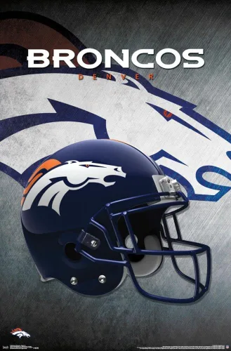 Vista 10 de Trends International NFL Denver Broncos - Póster de pared con casco 16, 14.725 x 22.375 pulgadas, versión enmarcada de madera de granero Versión