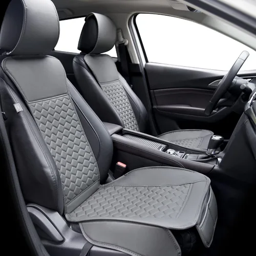 Vista 12 de Elantrip Fundas para Asiento de Coche de Cuero, Protector de Asiento de Coche para Mujeres, Compatible con Airbag, Funda de PU con Patrón de Beige