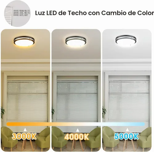 Vista 4 de Energetic - Lámpara de techo empotrada LED de 14 pulgadas, 3000K/4000K/5000K color ajustable, lámpara de techo regulable para dormitorio, cocina